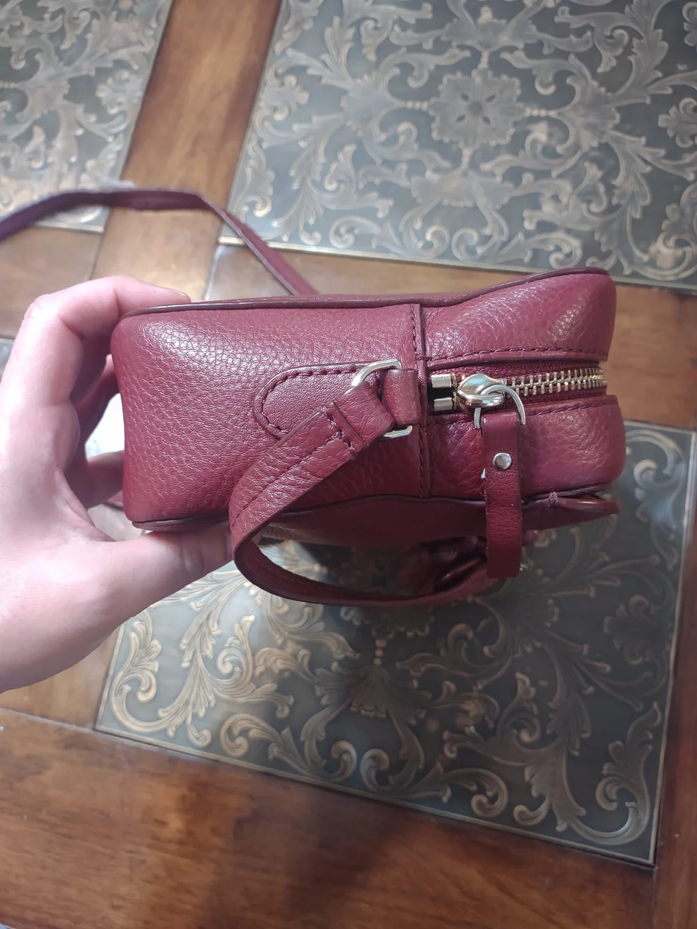 Kate Spade Pebbled Leather Crossbody Bag in Burgundy